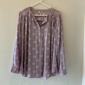 Loft Purple Floral Button Up, Large
